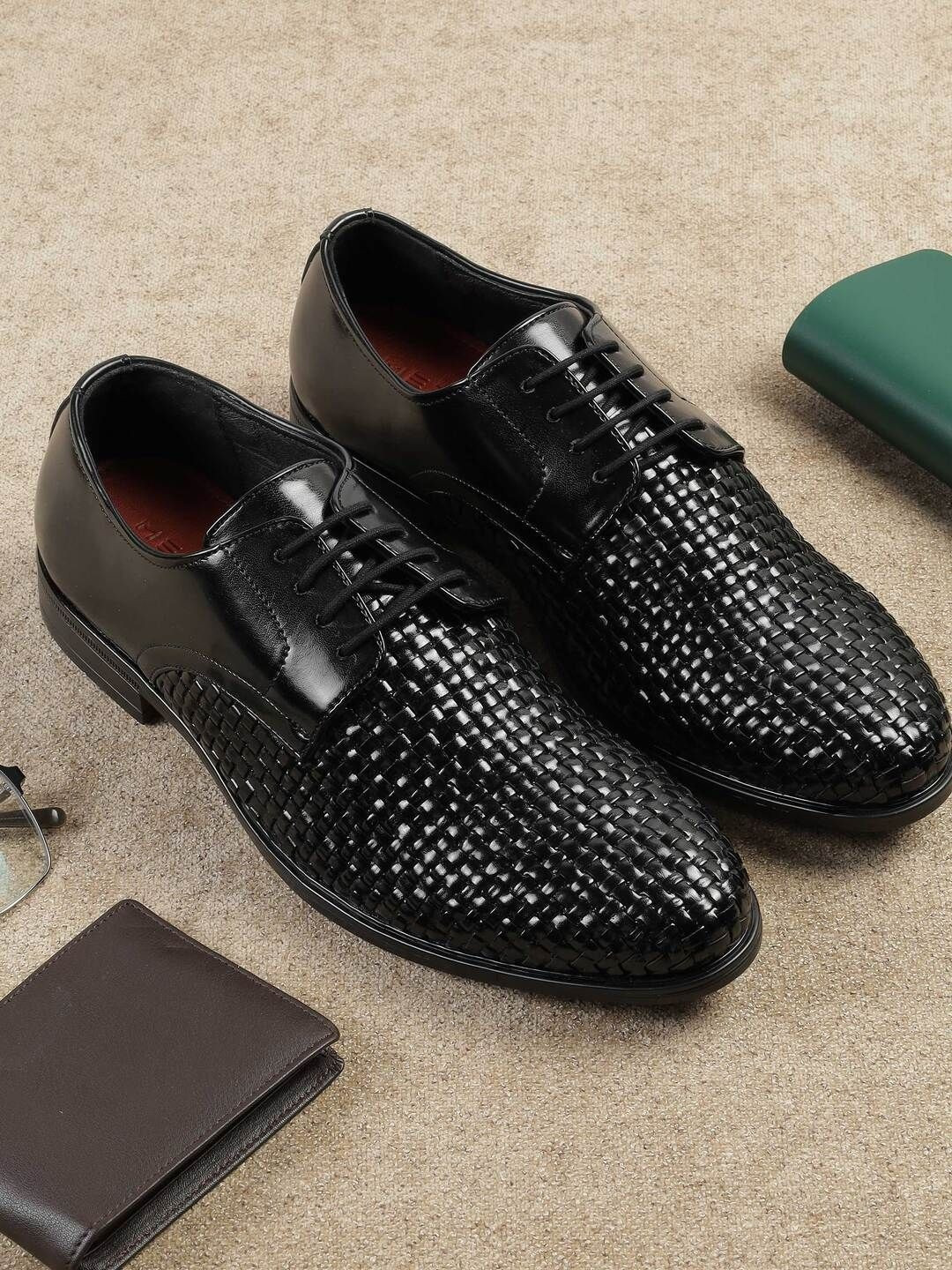 Metro Men Woven Designed Lace-Ups Round Toe Formal Derbys