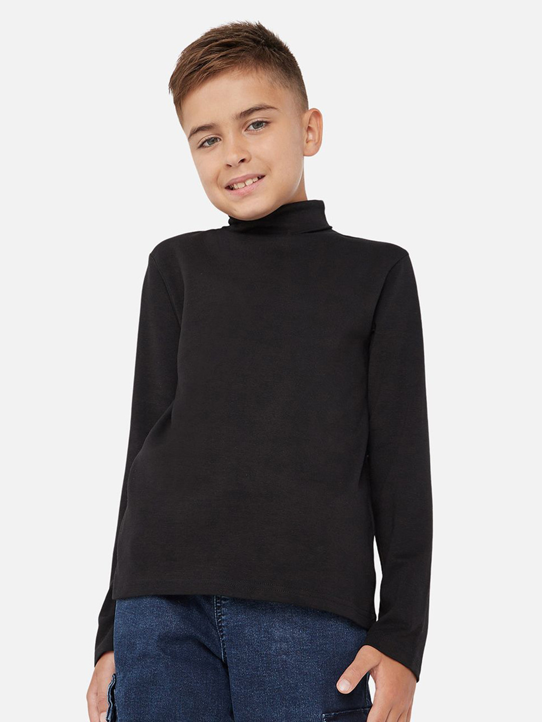 Juniors by Babyshop Boys Solid Turtle Neck Short Sleeve T-shirt