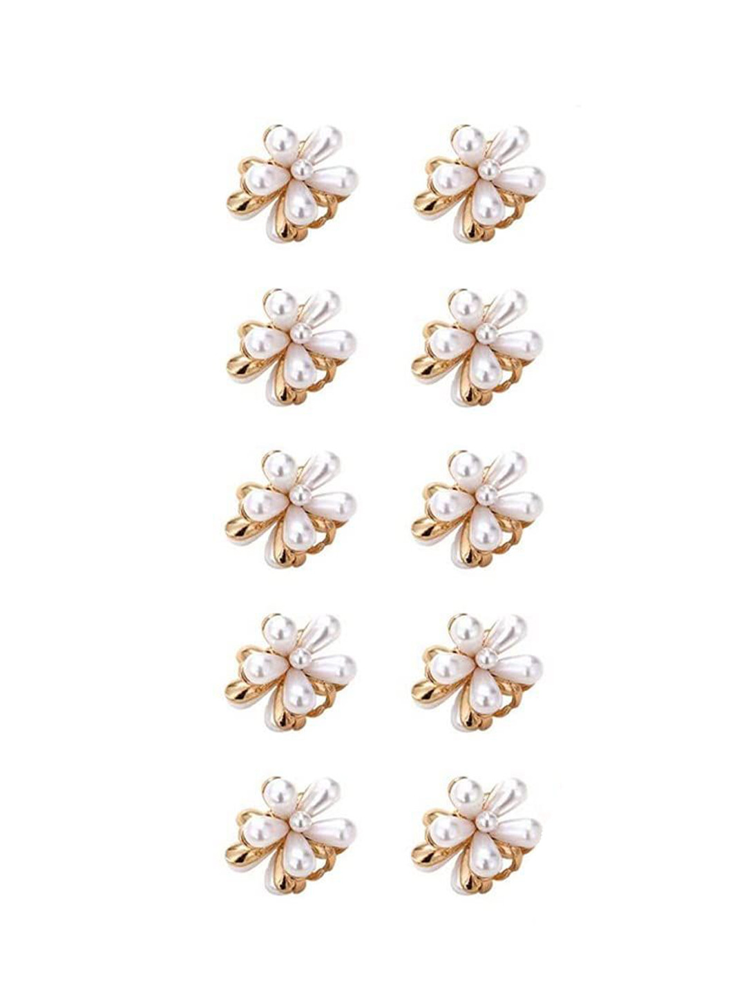 KHANBAGSTORE Women Pack Of 10 Mini Pearls Claw Clips