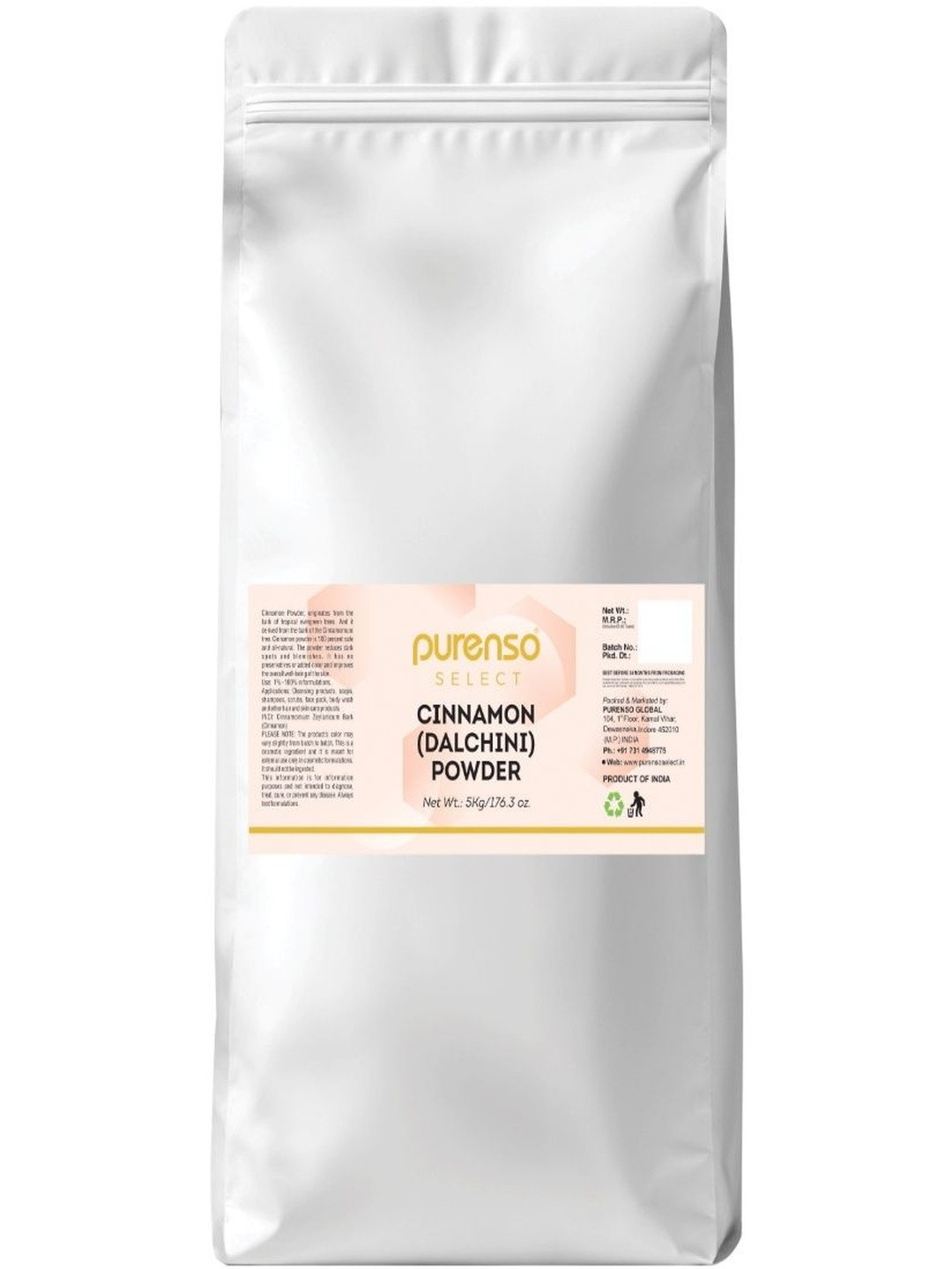 Purenso Vegan Natural Cinnamon Powder For Skin Moisturizer & Hair Growth - 5 Kg