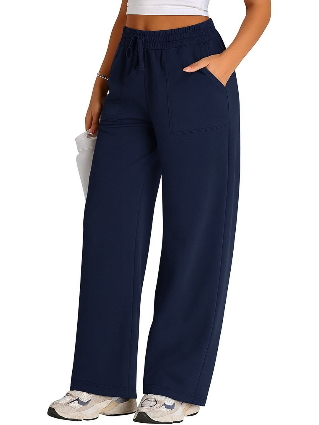 SZN Women Slouchy Loose Fit Mid-Rise Cotton Trousers