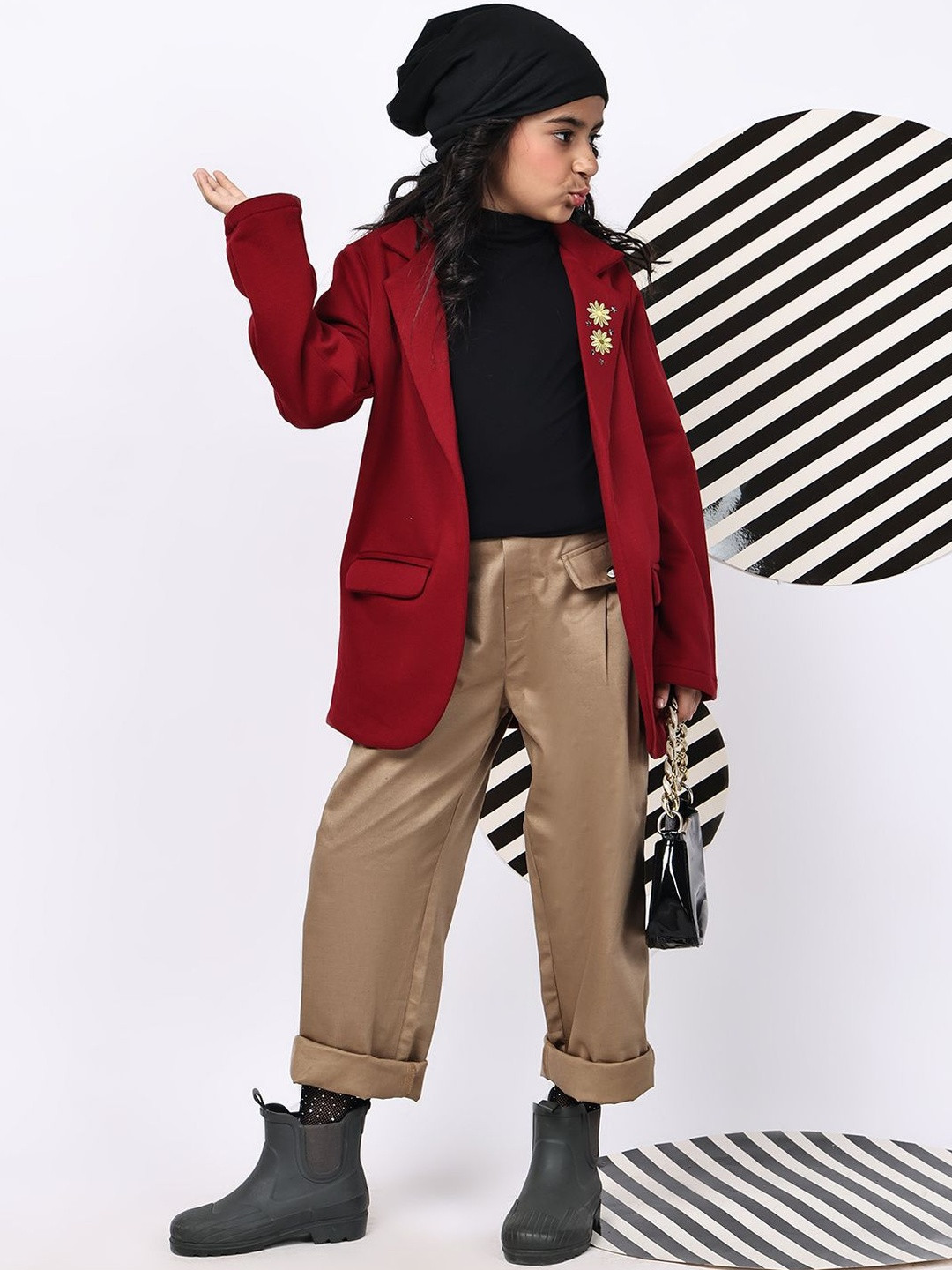 Baawri Girls Fleece Tailored Jacket with Embroidered
