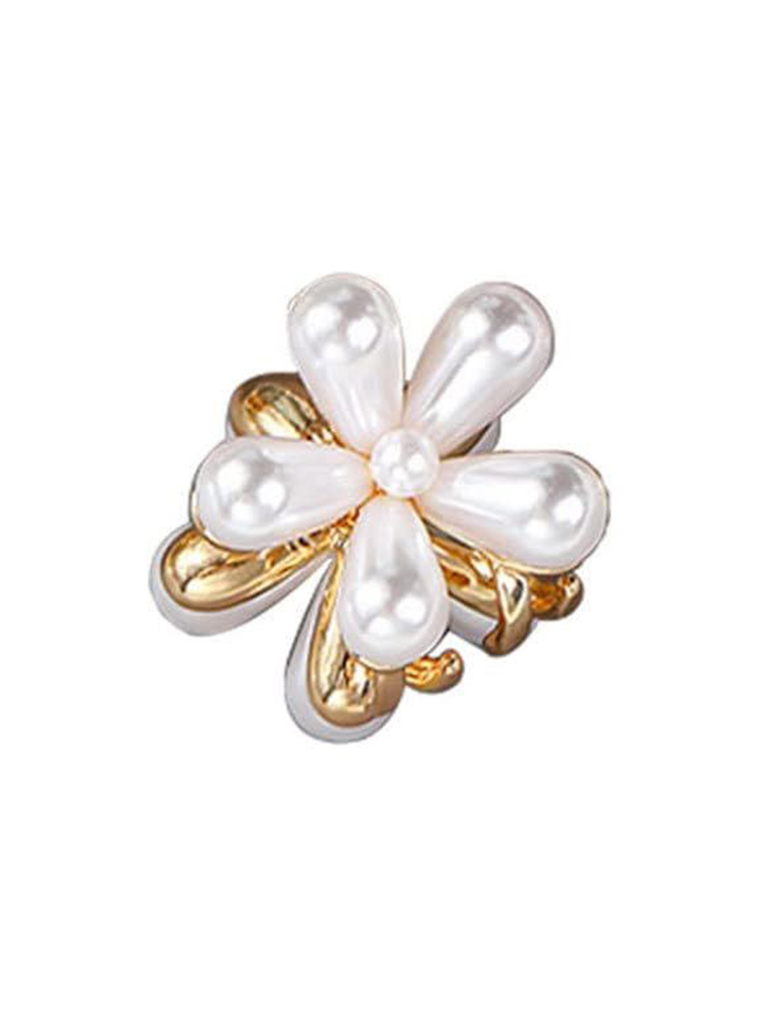 Lyphy Women Pack of 10 off White Pearls Hair Claw Clip
