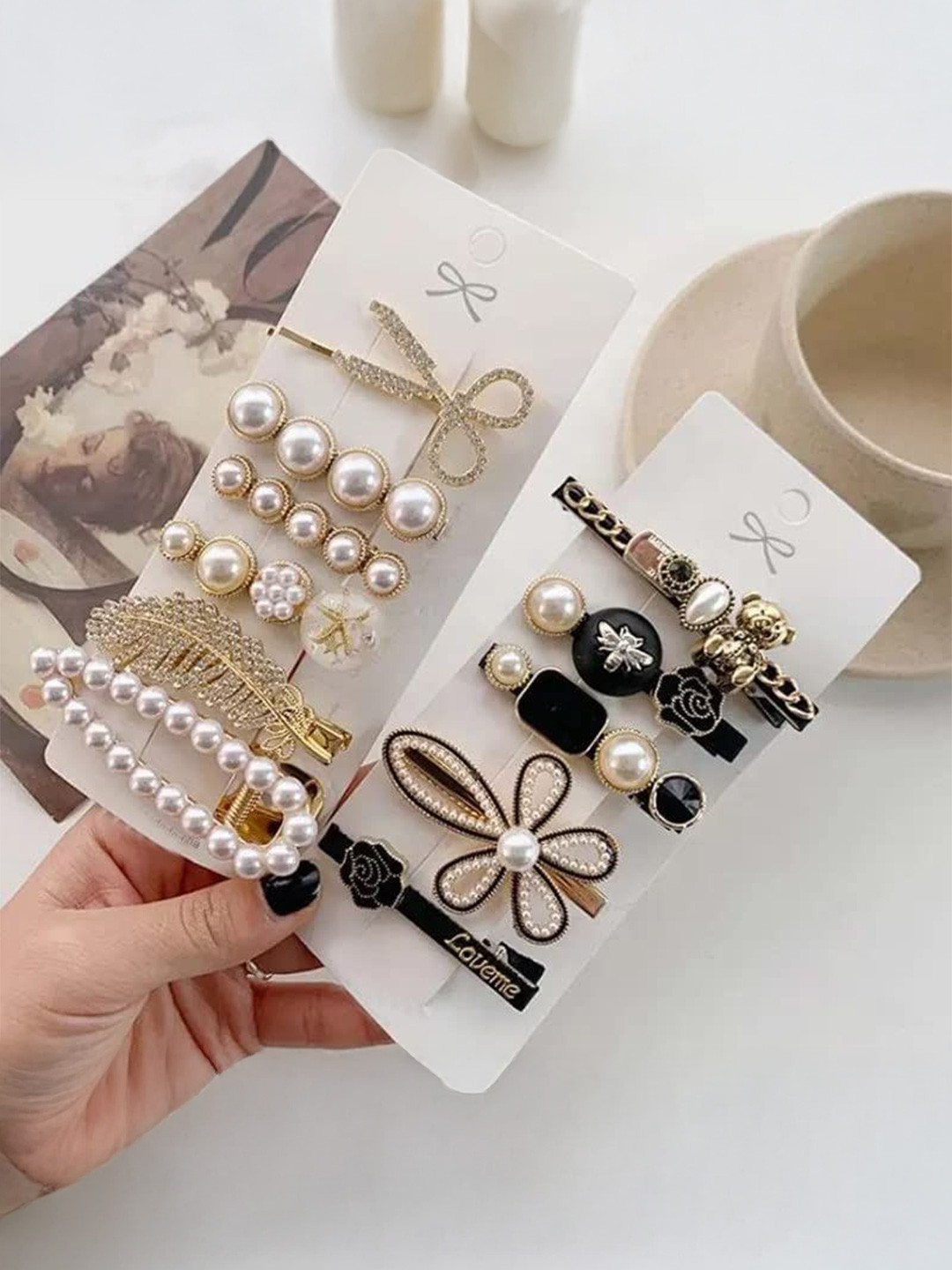 MADHAVWATCH Women set of 11 Korean Tic Tac Hair Clip Hair Accessory