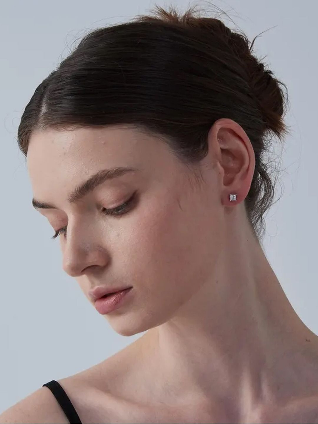 Sangria Girls Gleam Square 925 Sterling Silver Solitaire Studs