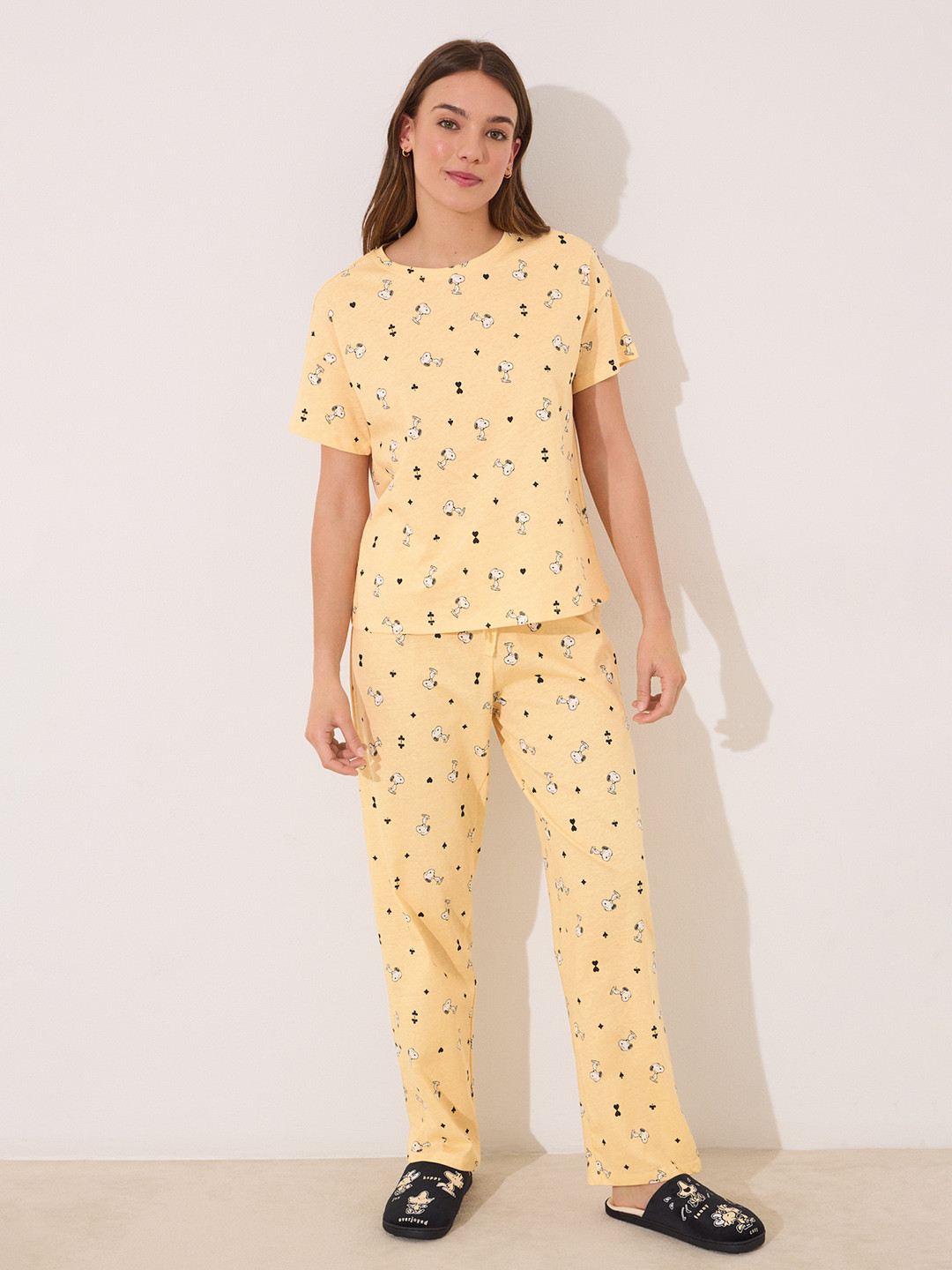 women'secret Women Peanuts Conversational Printed Pure Cotton Night Suit
