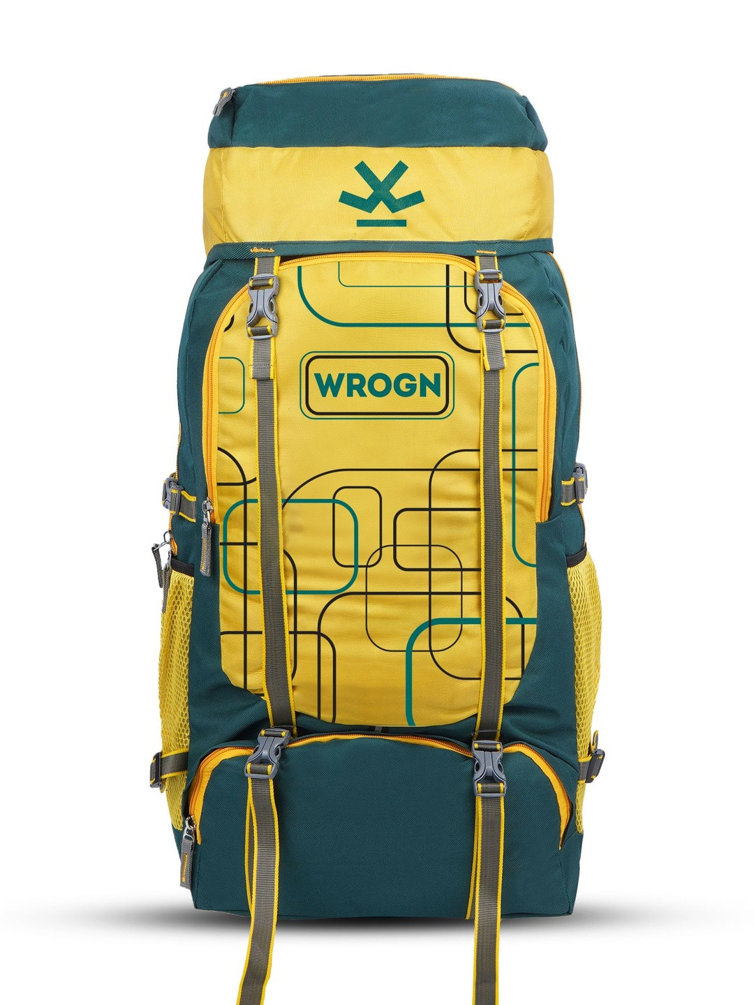 WROGN Colourblocked Waterproof Trekking Hiking Large Rucksack With Shoe Compartment 60L