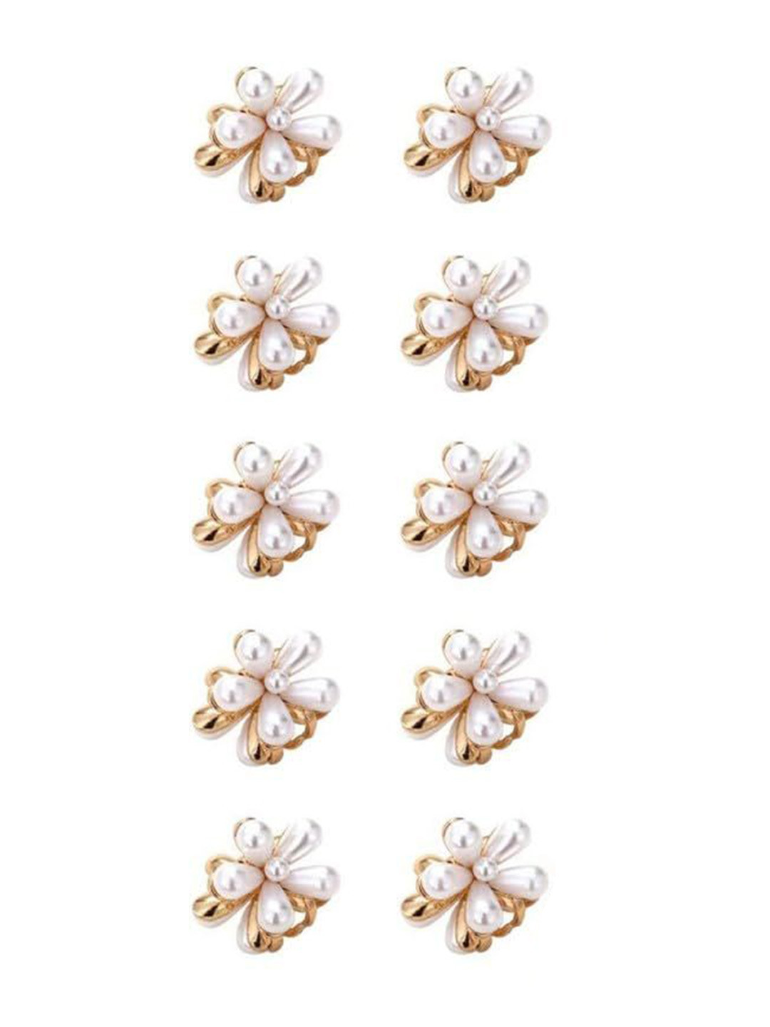 Axpro Women Set Of 10 White Pearls Claw Clip