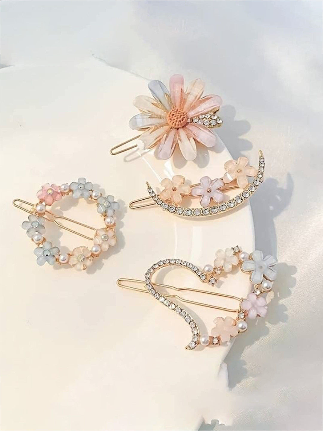 Nayakk Women Set of 4 Embellished Crystal Rhinestone Luxury Claw Clip Hair Accessory