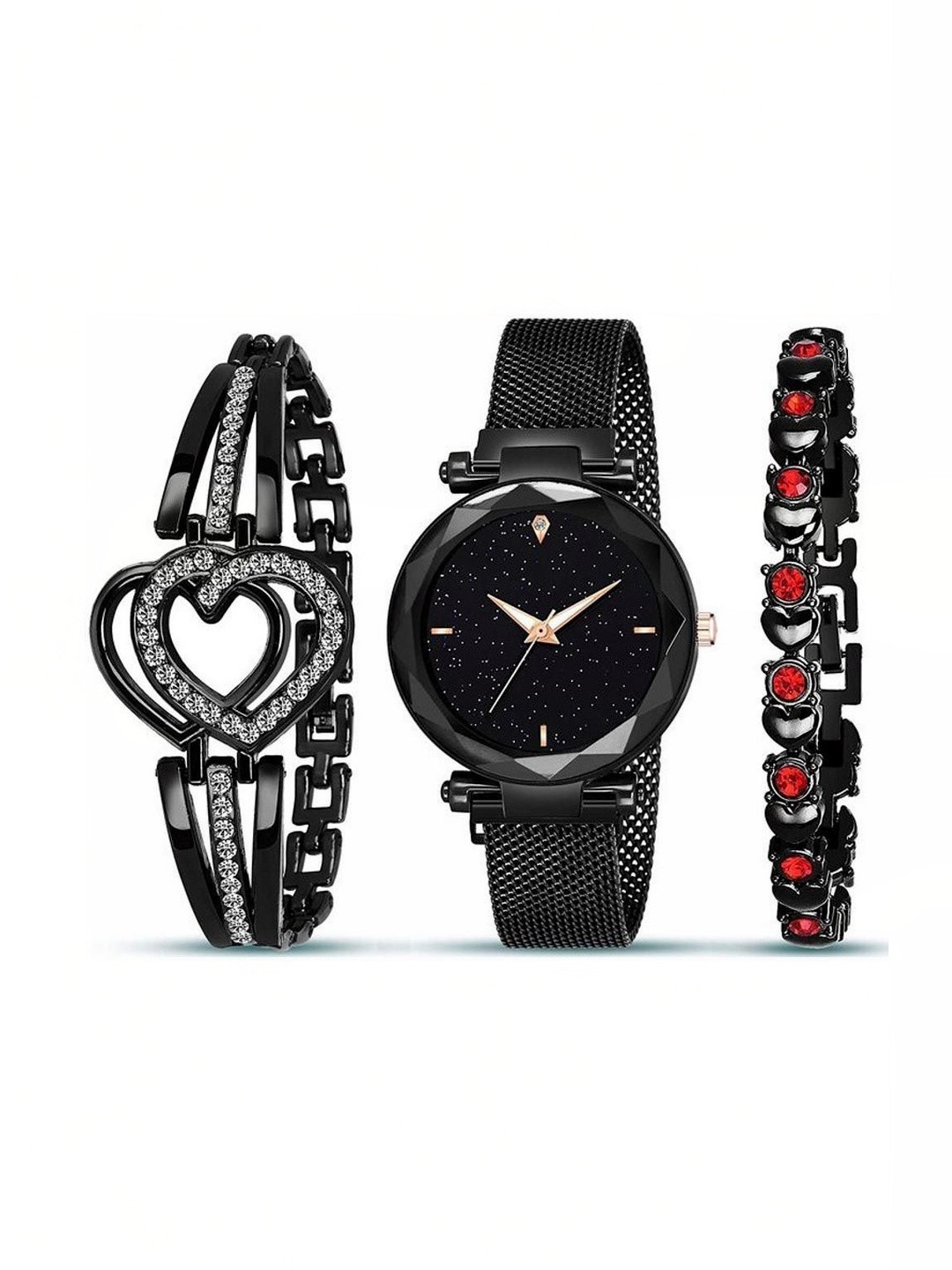 SZN Women Dial & Straps Analogue Watch black mgt&2 black bracelet