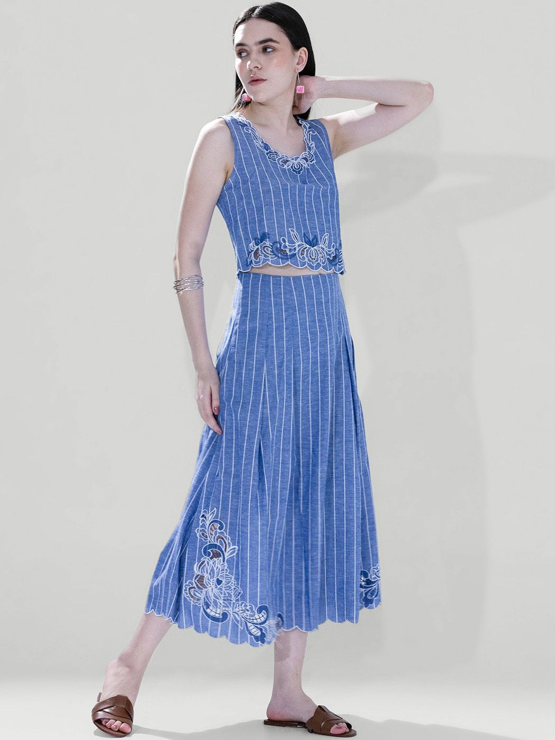 DaKauz Striped Cotton Crop Top