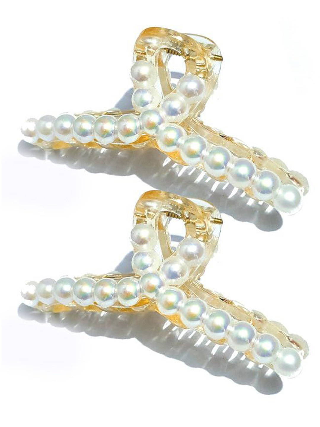 DOCTOR HEALTH SUPER SOFT Women Set of 2 T-shape Pearls hair Claw Clip
