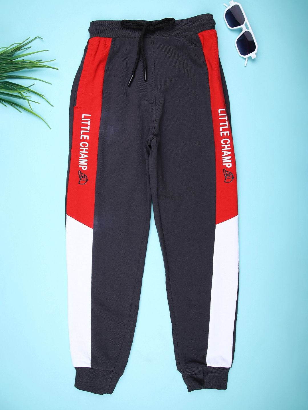 V-Mart Boys Color-Blocked Mid-Rise Joggers