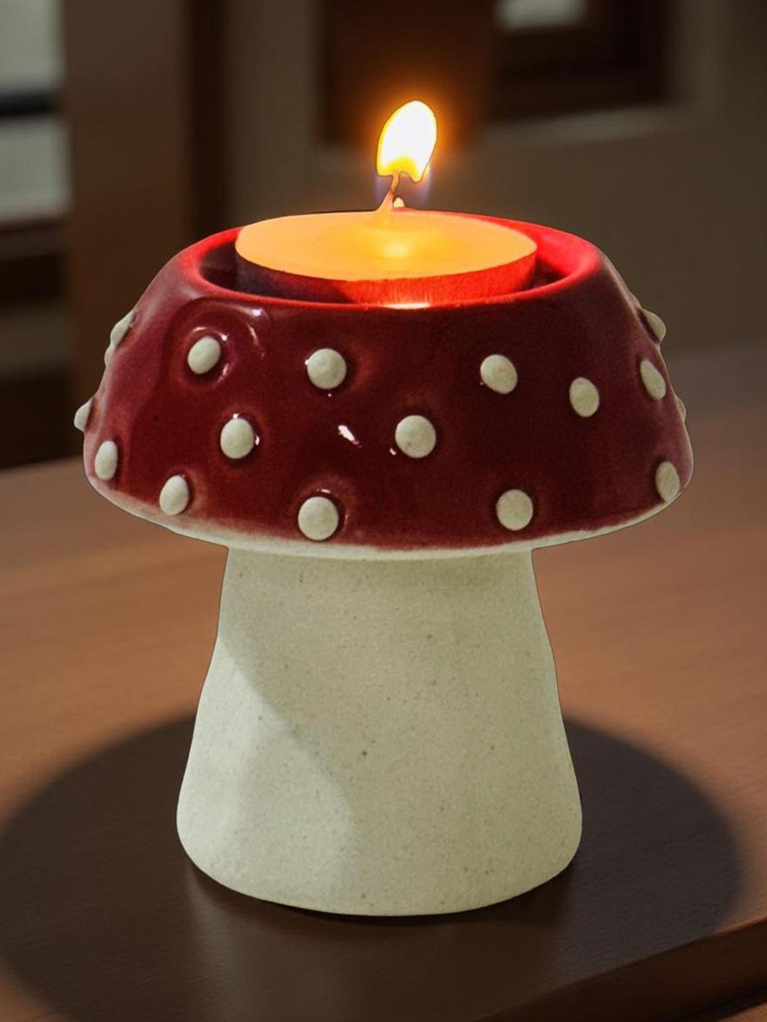 Lupaava Mushroom Shaped Handcrafted Ceramic Candle Holder