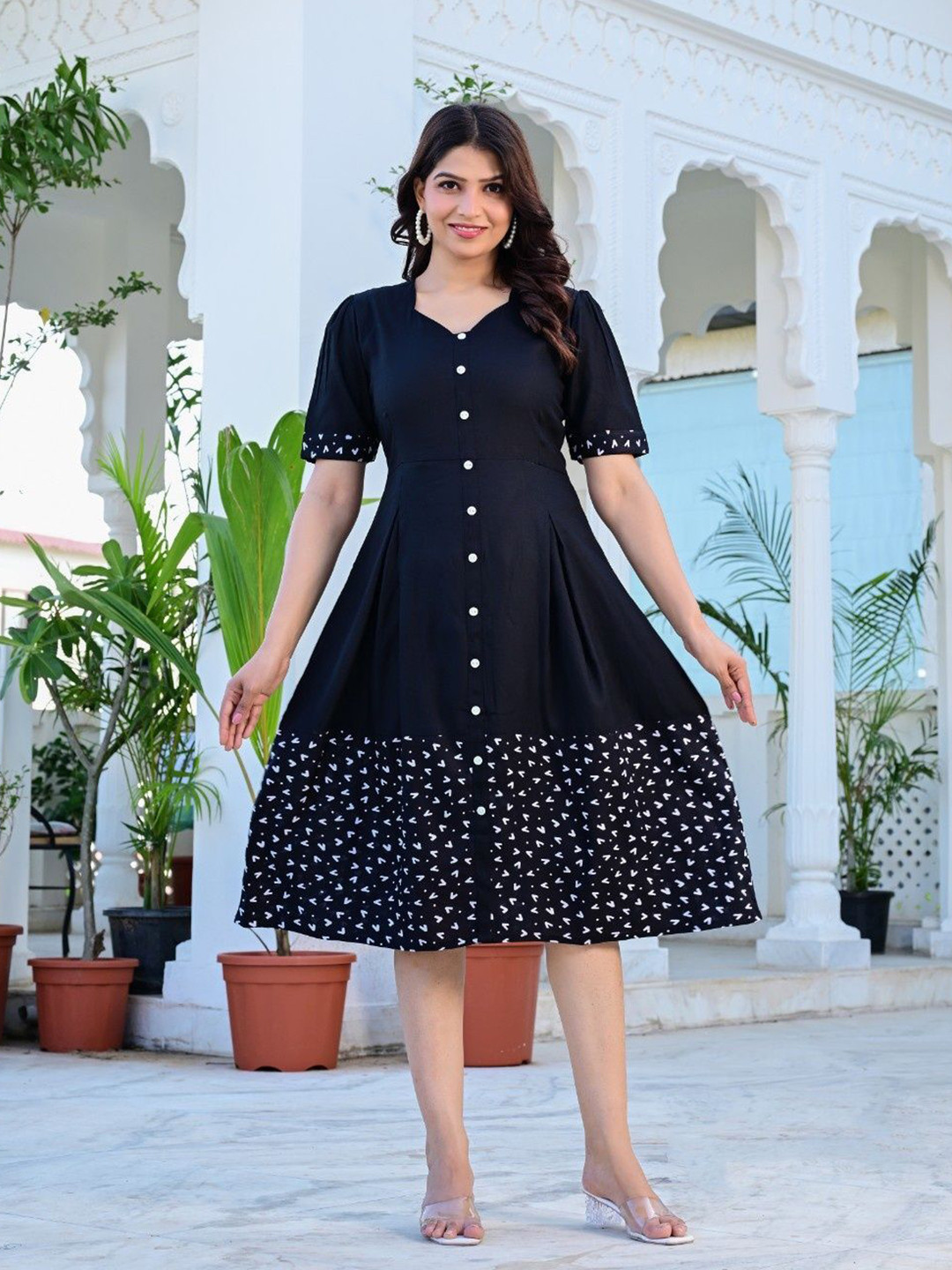 Sadhnazon Print Fit & Flare Dress