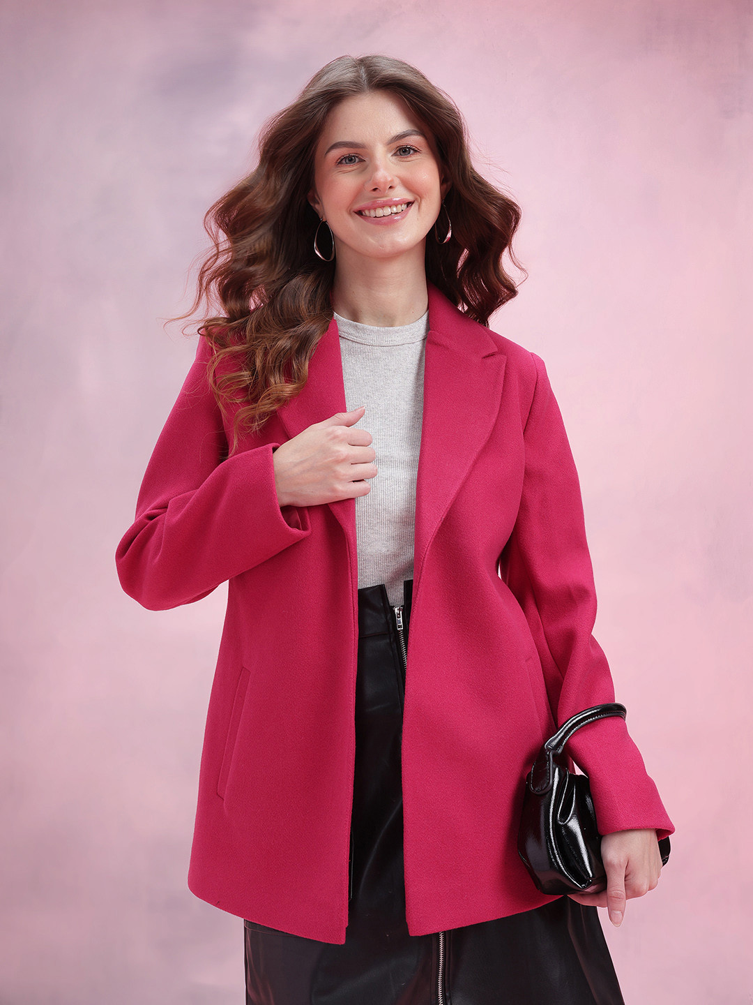 DressBerry Notched Lapel Flannel Overcoat