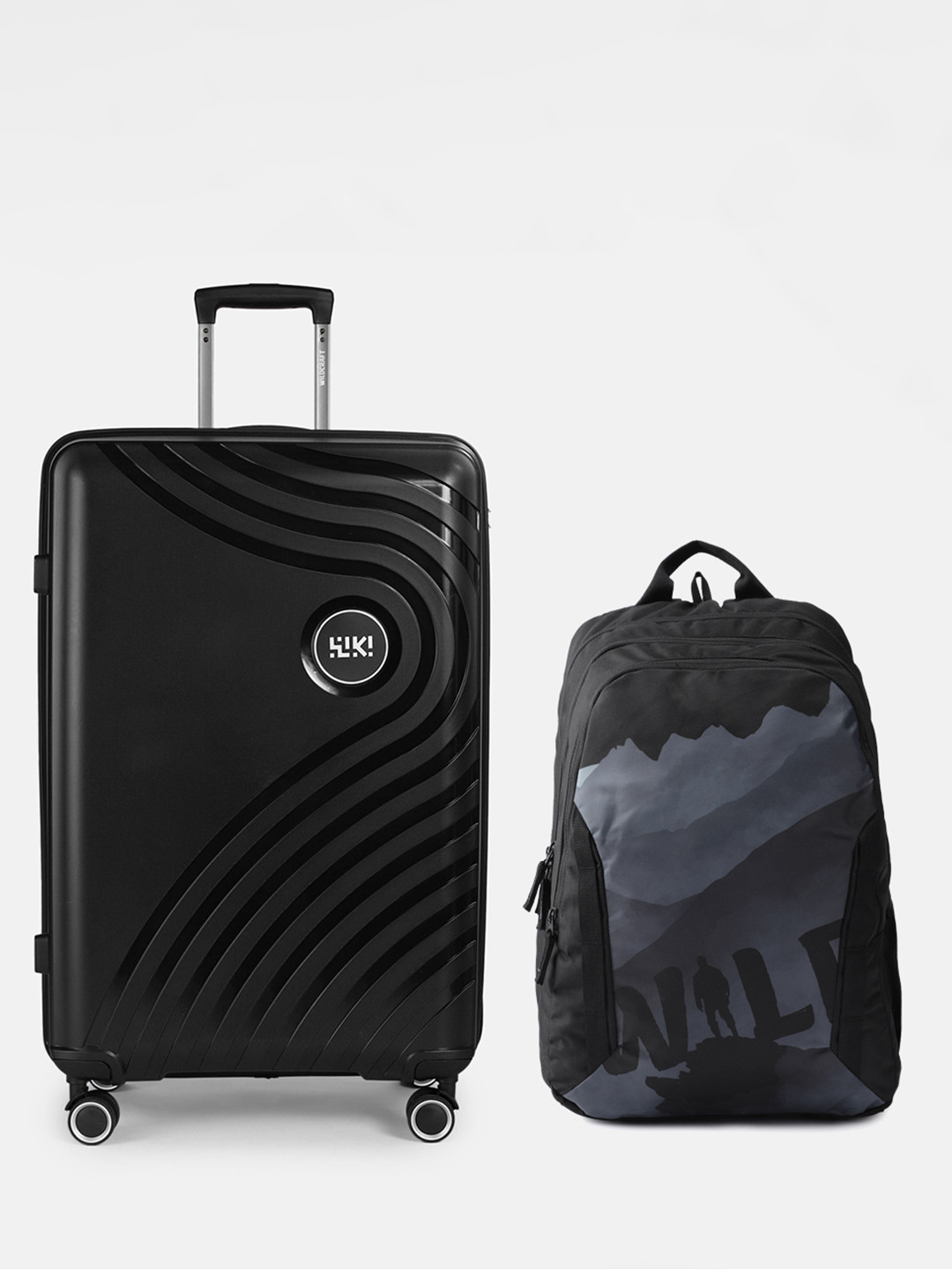 Wildcraft Pack Of Onyx-TR Textured Large Hard Suitcase Trolley Bag With Backpack