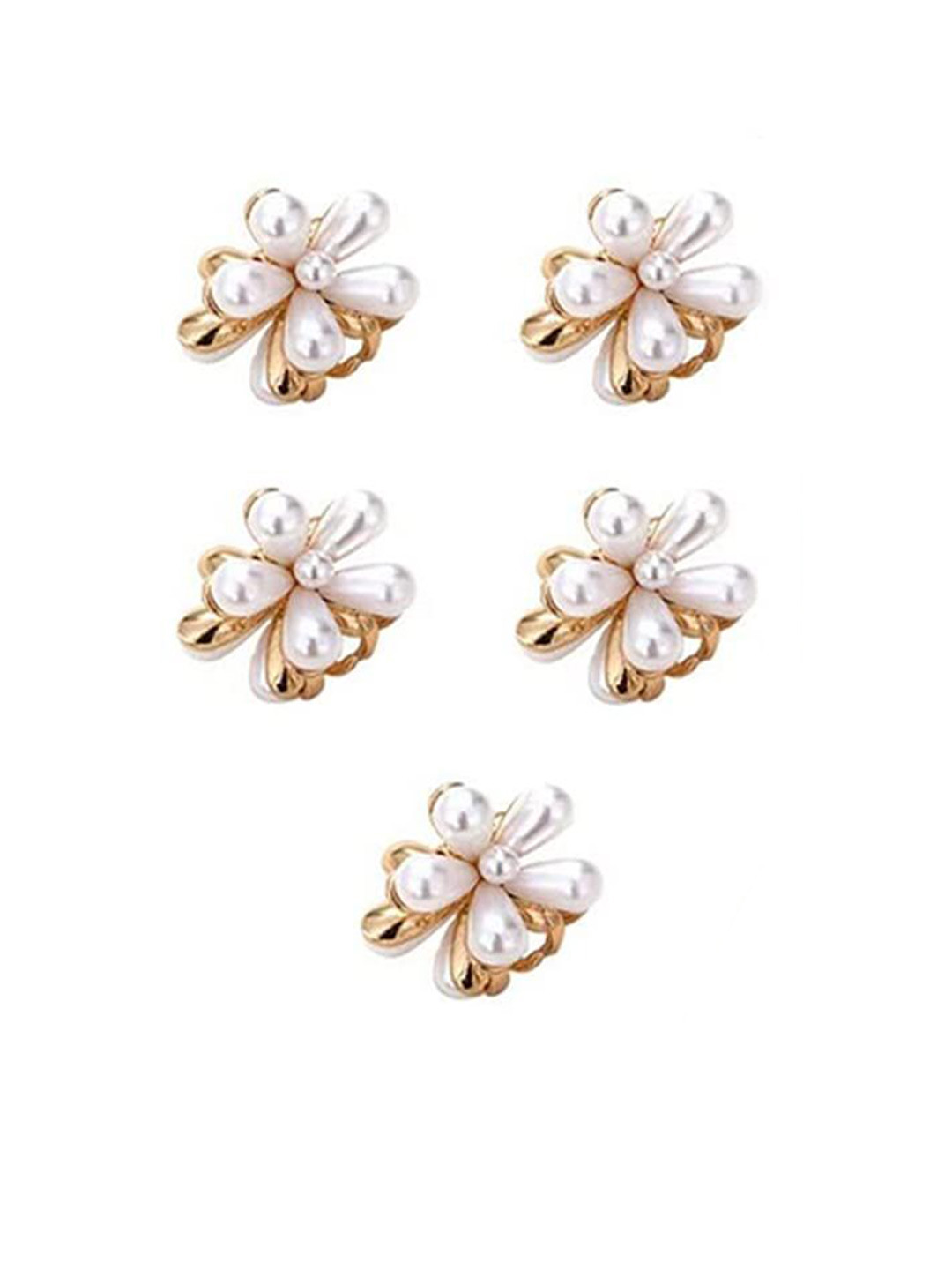 KHANBAGSTORE Women Set of 5 Mini Pearls Claw Clips