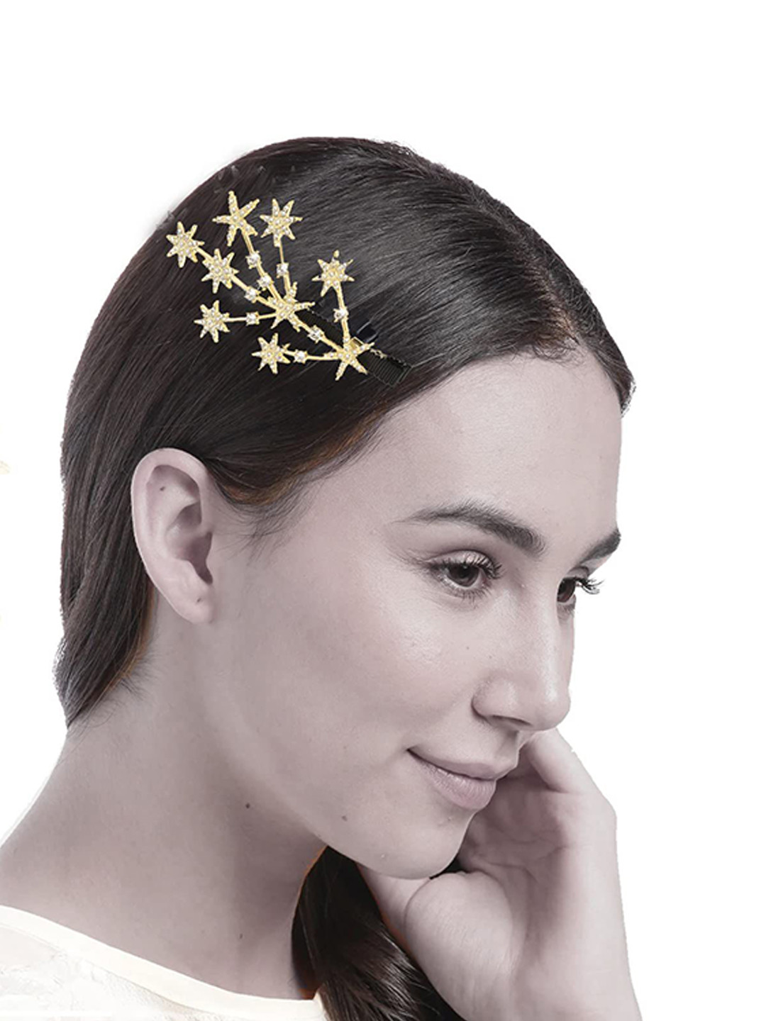 GOWRI TEX Women Five pointed Star Golden Alligator Hair Clip