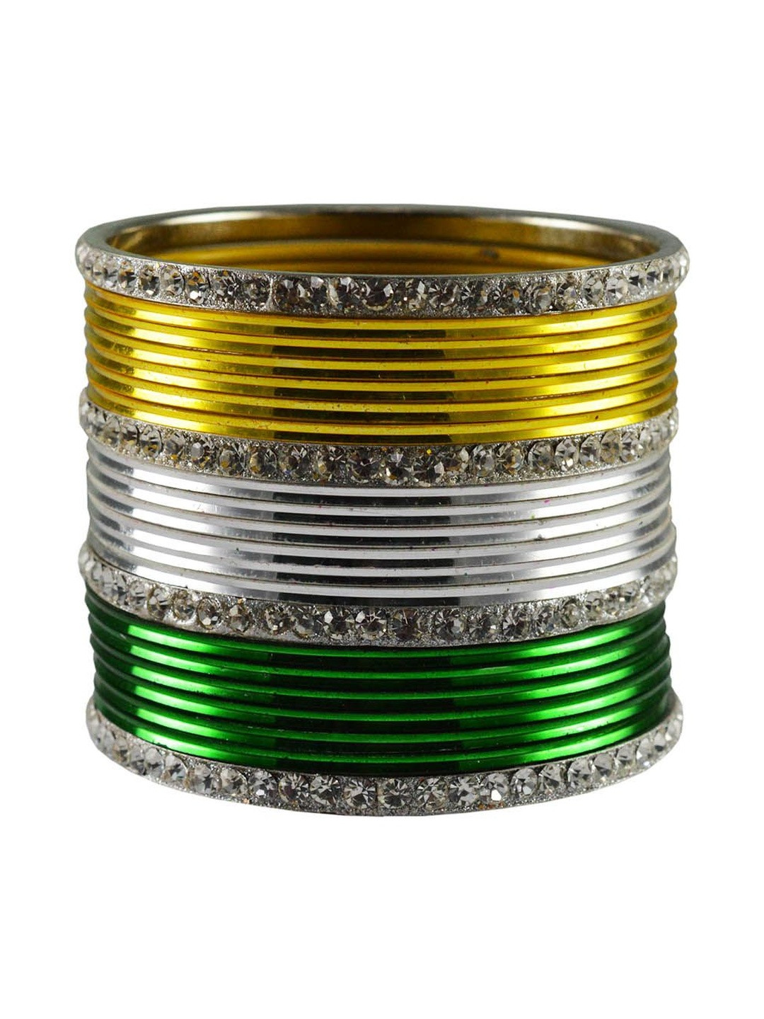 Vidhya Kangan Set Of 22 Tiranga Stones-Studded Bangles