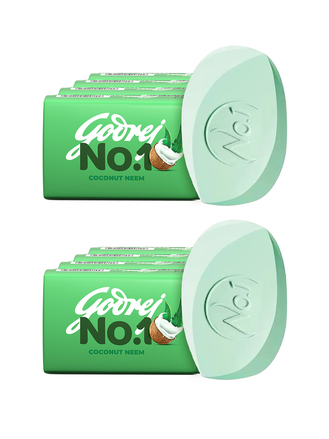 Godrej No.1 Set of 8 Coconut Neem Bathing Soap - 150 g Each