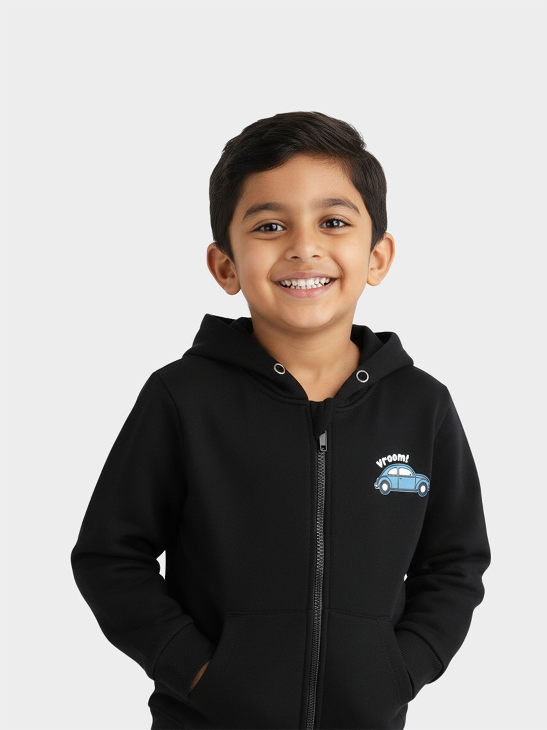 Orange Sugar Kids Unisex Printed Front-Open Long Sleeves Fleece Hoodie