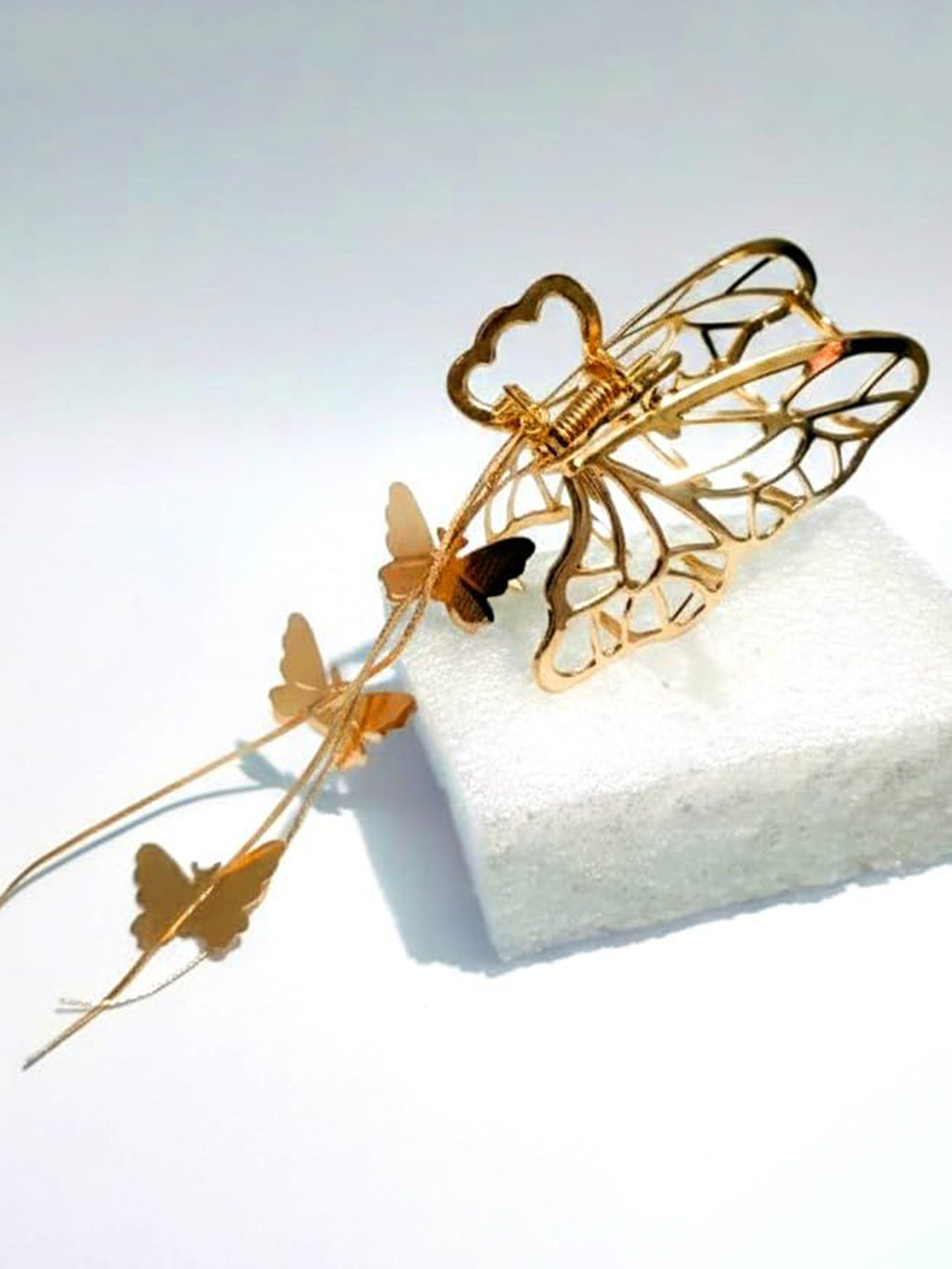 SHREEWATCHES Women Butterfly Shape Golden Hair Claw Clip with 3 wings