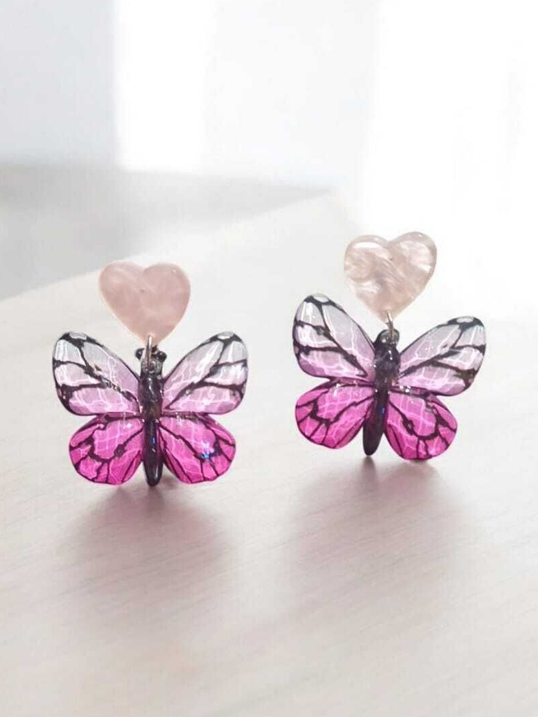MYSTERIOUSMART Heart Shaped Drop Earrings