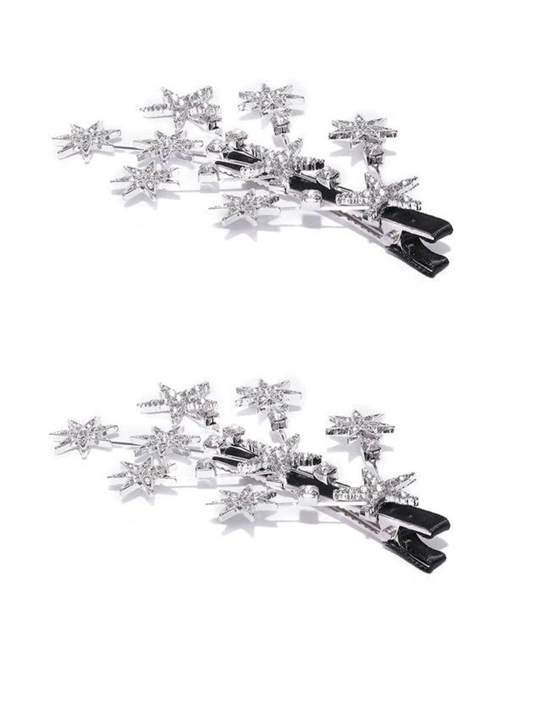 LEKZOW Women Set of 2 Embellished Star Stone Branches Shape Alligator Hair Clip