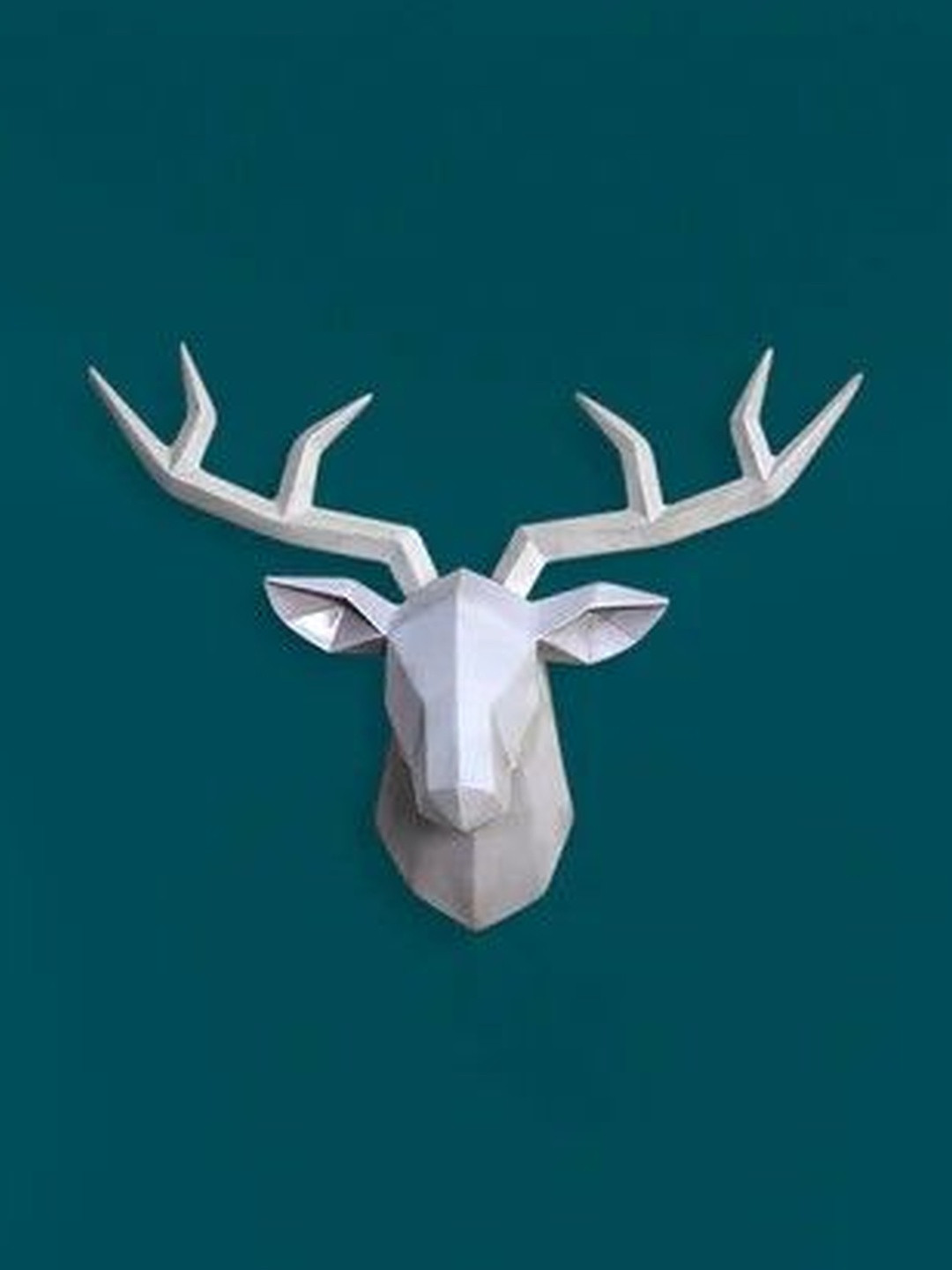 THREADVIBE LIVING White Antelope Abstract Sculpture Resin Deer Head Statues Showpiece