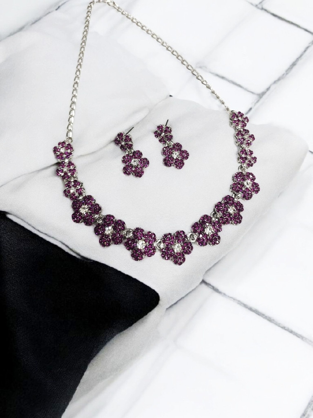 Women Click Stone-Studded Copper Jewellery Set