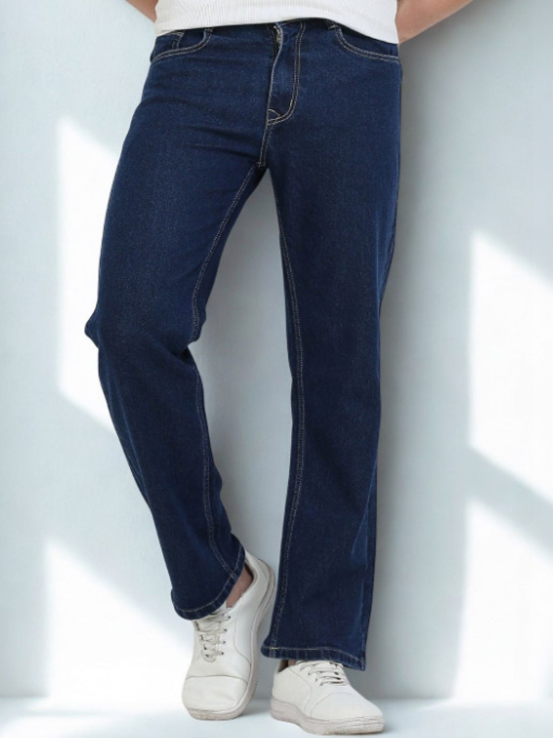SZN Men Classic Regular Fit Mid-Rise Denim Stretchable Jeans
