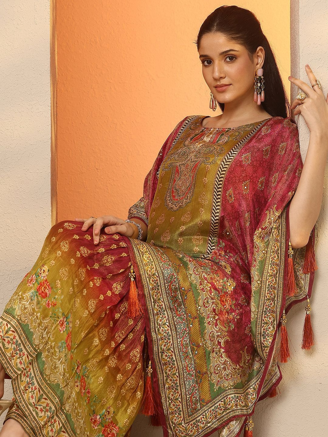 Libas Ethnic Motifs Printed Round Neck Kurta With Sharara
