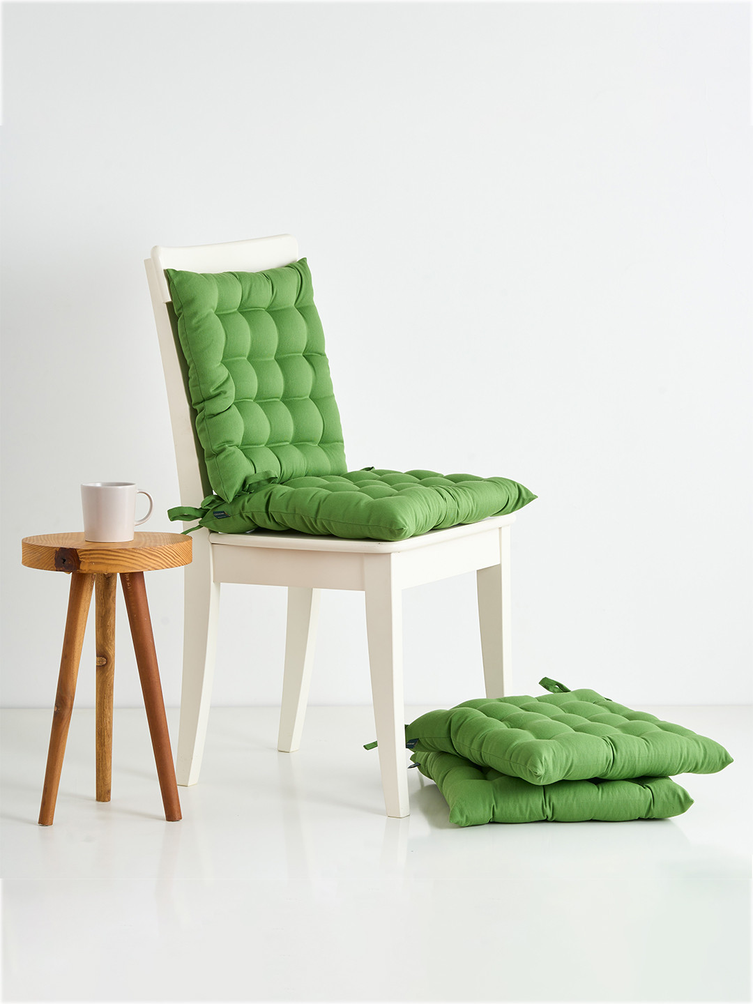 SKANDA FAB Green 4 Pieces Durable Pure Cotton Chair Pads