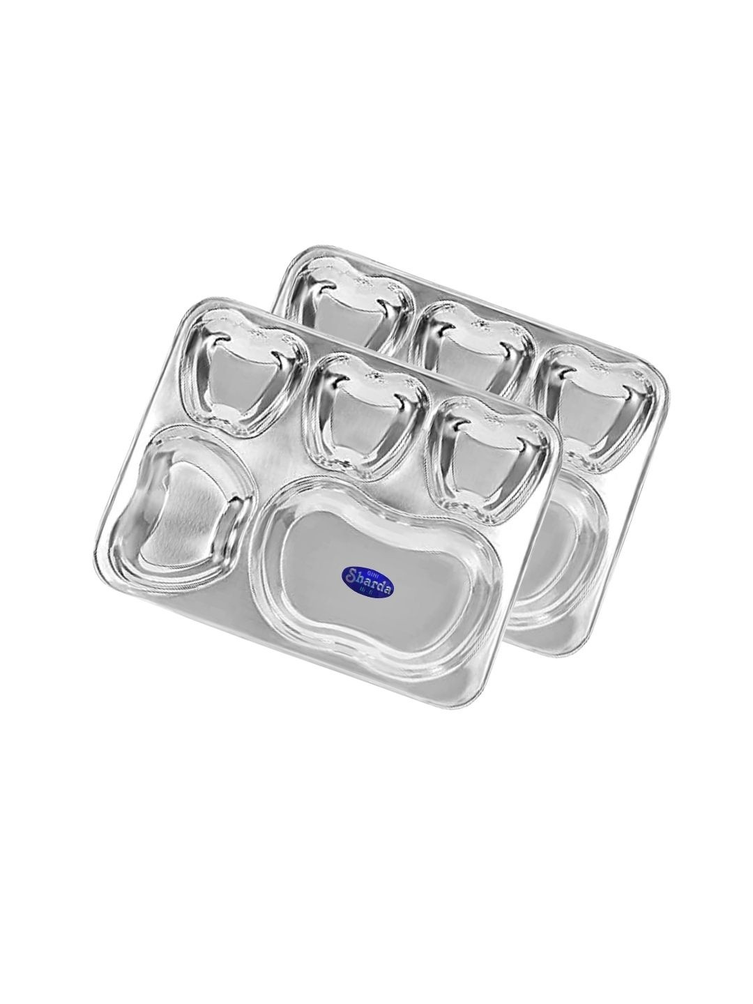 Sharda Metals Unisex Silver-Toned 2025 Set Of 2 Stainless Steel Dishwasher Safe Plates