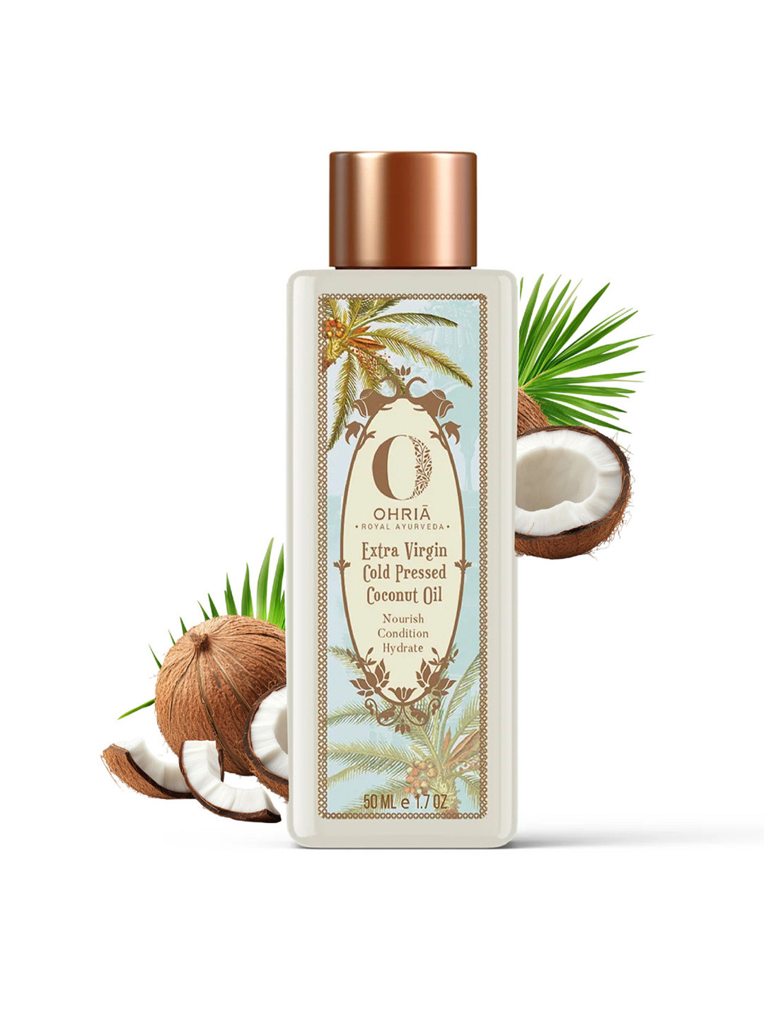OHRIA AYURVEDA Extra Virgin Cold Pressed Coconut Oil For Nourish & Hydrate - 50ml