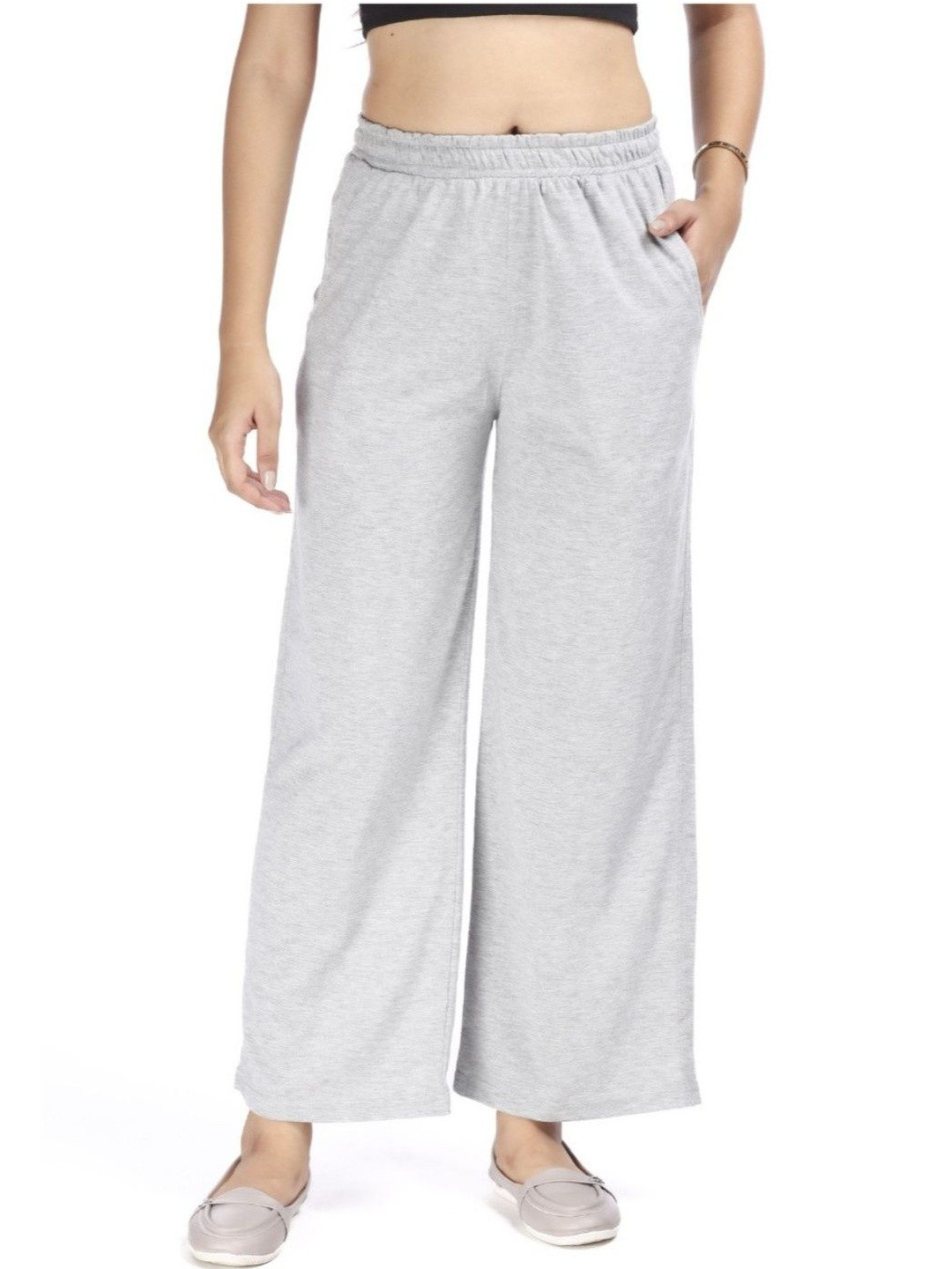 E-MAX Cotton Mid-Rise Wide Leg Lounge Pants