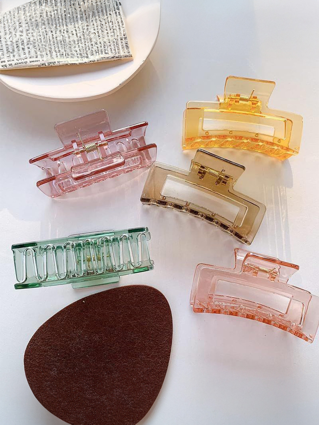 Axpro Women Set of 5 Assorted Chrome Finished Claw Clip Hair Accessory