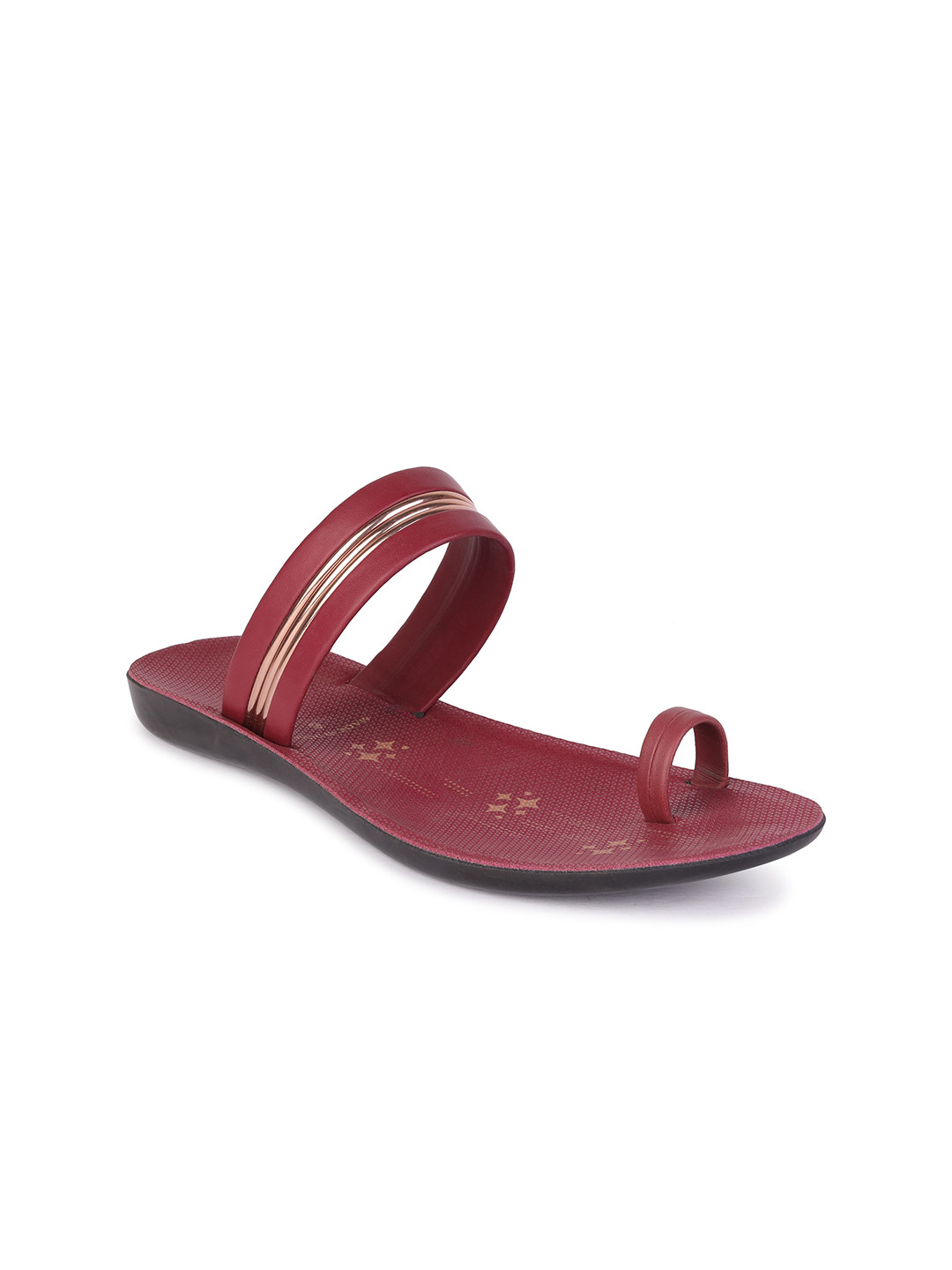 DRACKFOOT Women Printed Slip-On Lightweight One Toe Flats With Western - Embellished