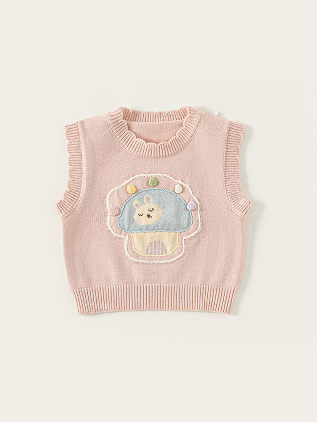 LULU & SKY Girls Embroidered Sweater Vest with Embroidered Detail