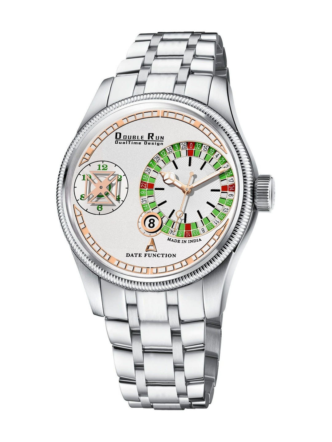 DOUBLERUN Men Bracelet Style Straps Chronograph Multi Function Watch H05N19000