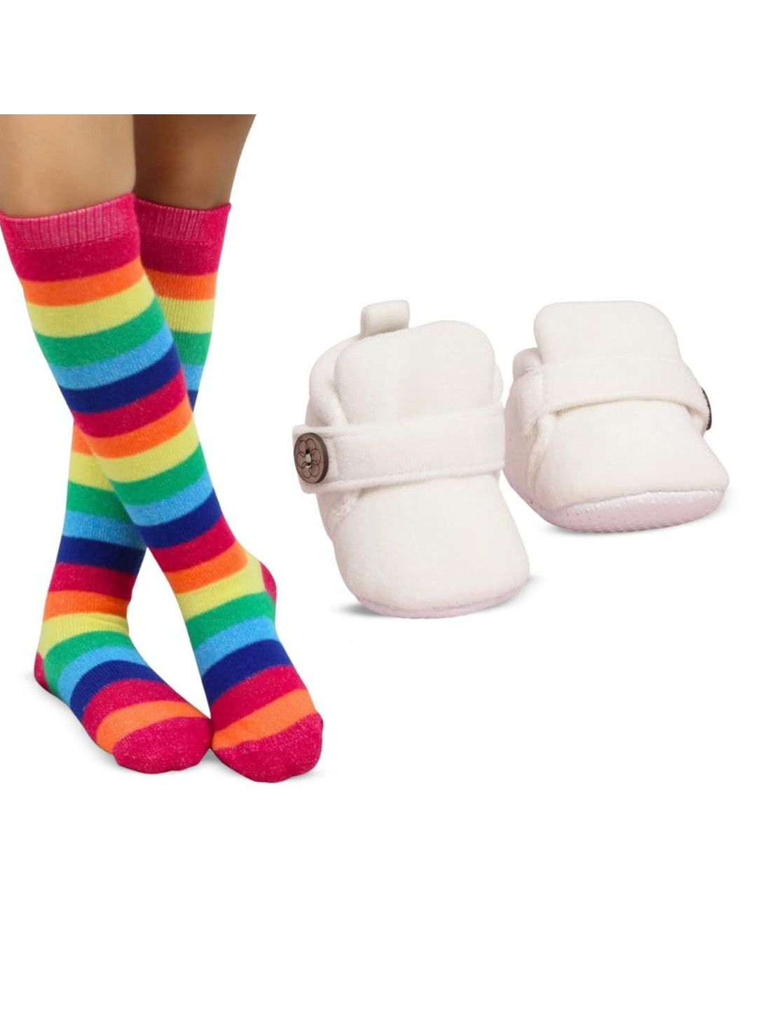 NESKA MODA Kids 1 Pair  Long Socks 1 Pair Booties Cotton Booties