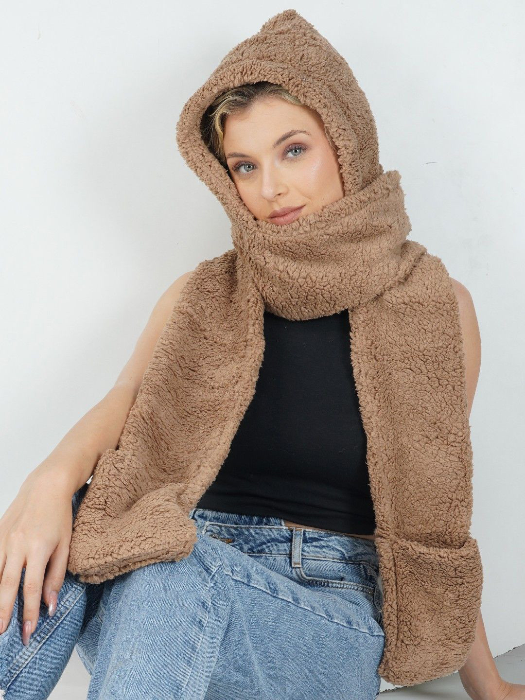 LADONNA Women Woollen 3 In 1 Cap Beanie
