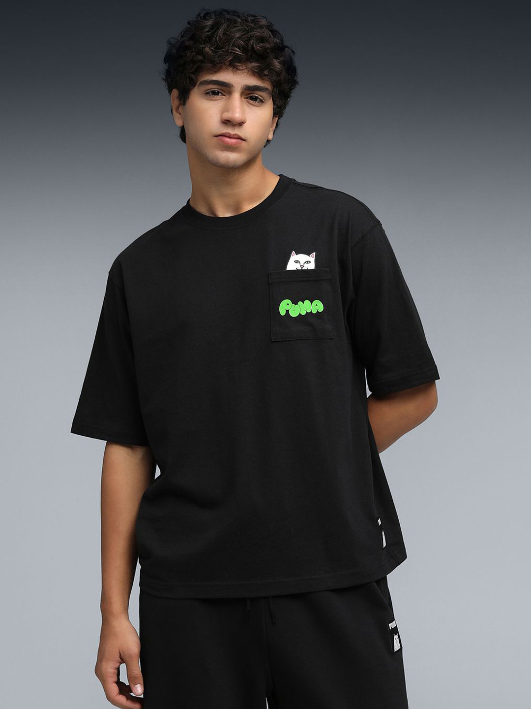 Puma RIPNDIP Brand Logo Printed Relaxed Pocket Tshirt