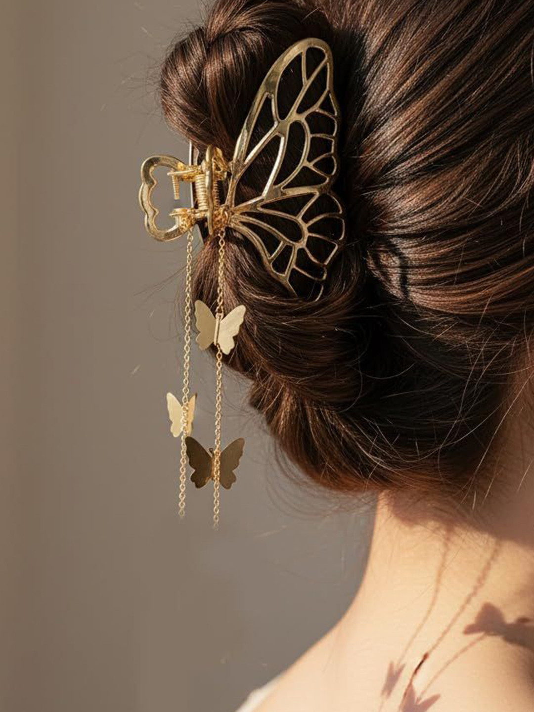 MADHAVWATCH Women Golden Latkan Butterfly Claw Clip