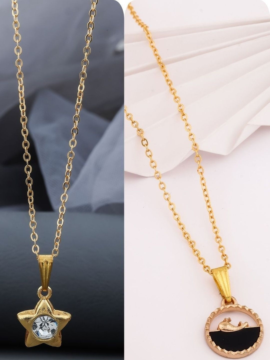 SZN Women Set of 4 Gold-Plated Star Pendants with Chains