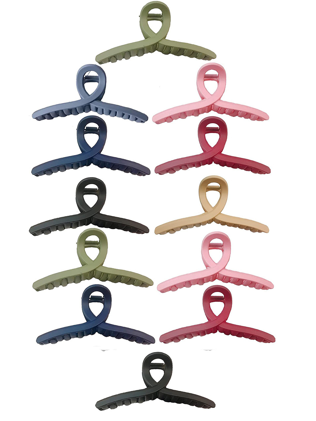 SHREEWATCHES Women Pack Of 12 Assorted T Shape Matt Hair Claw Clip