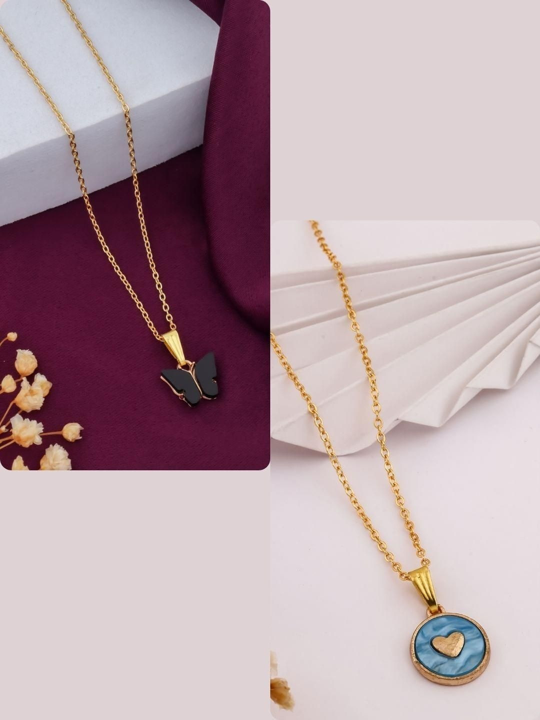SZN Set Of 2 Gold-Plated Animal Shaped Enamelled Pendants With Chains