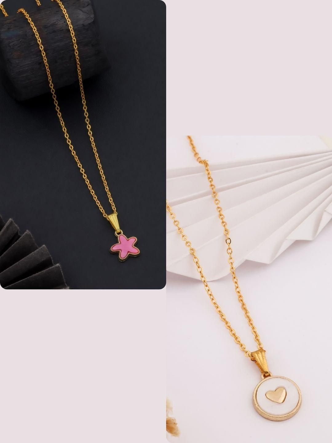 SZN Set Of 2 Gold-Plated Star Shaped Pendant With Chain