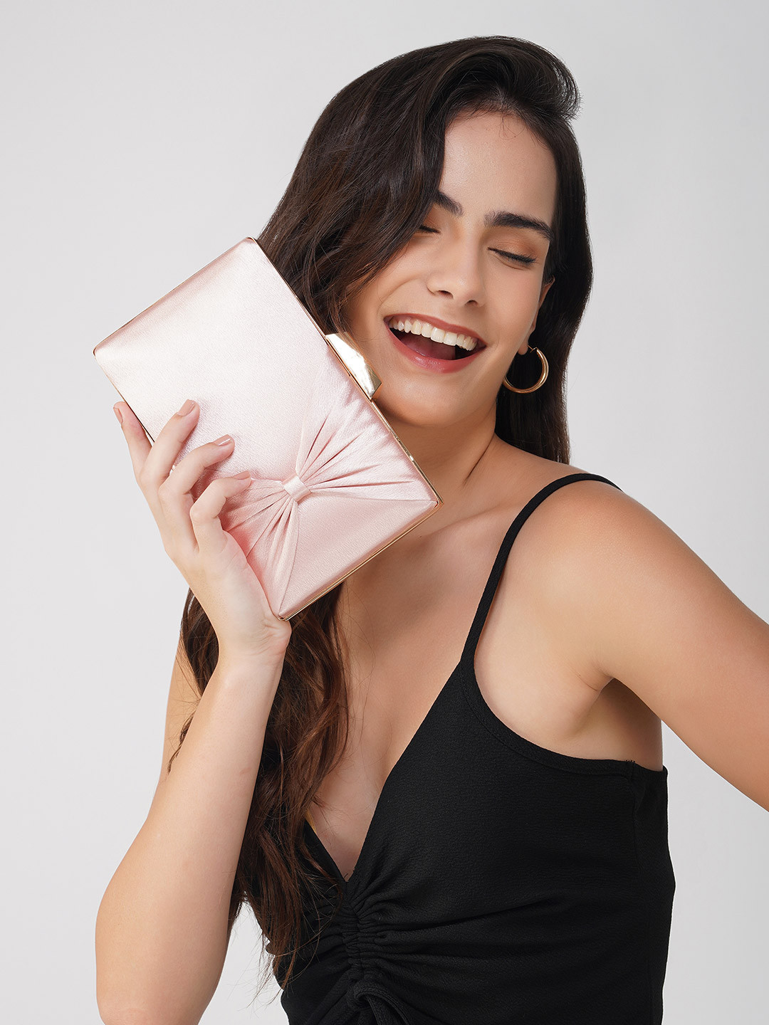 CRUSSET Textured Bow Box Clutch